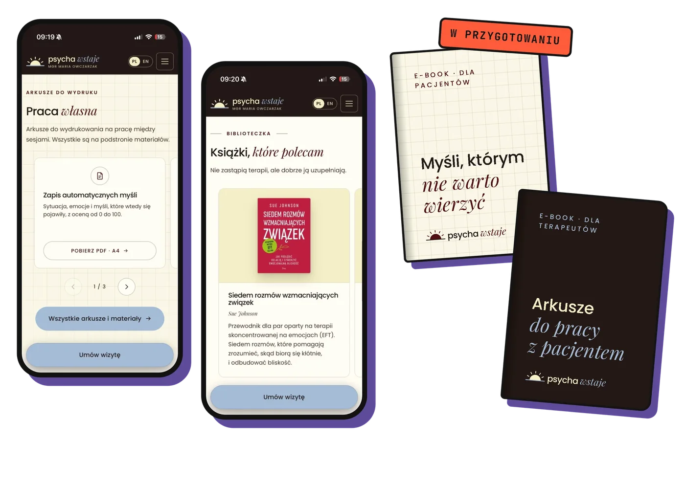 Materiały do czytania na stronie i okładki e-booków