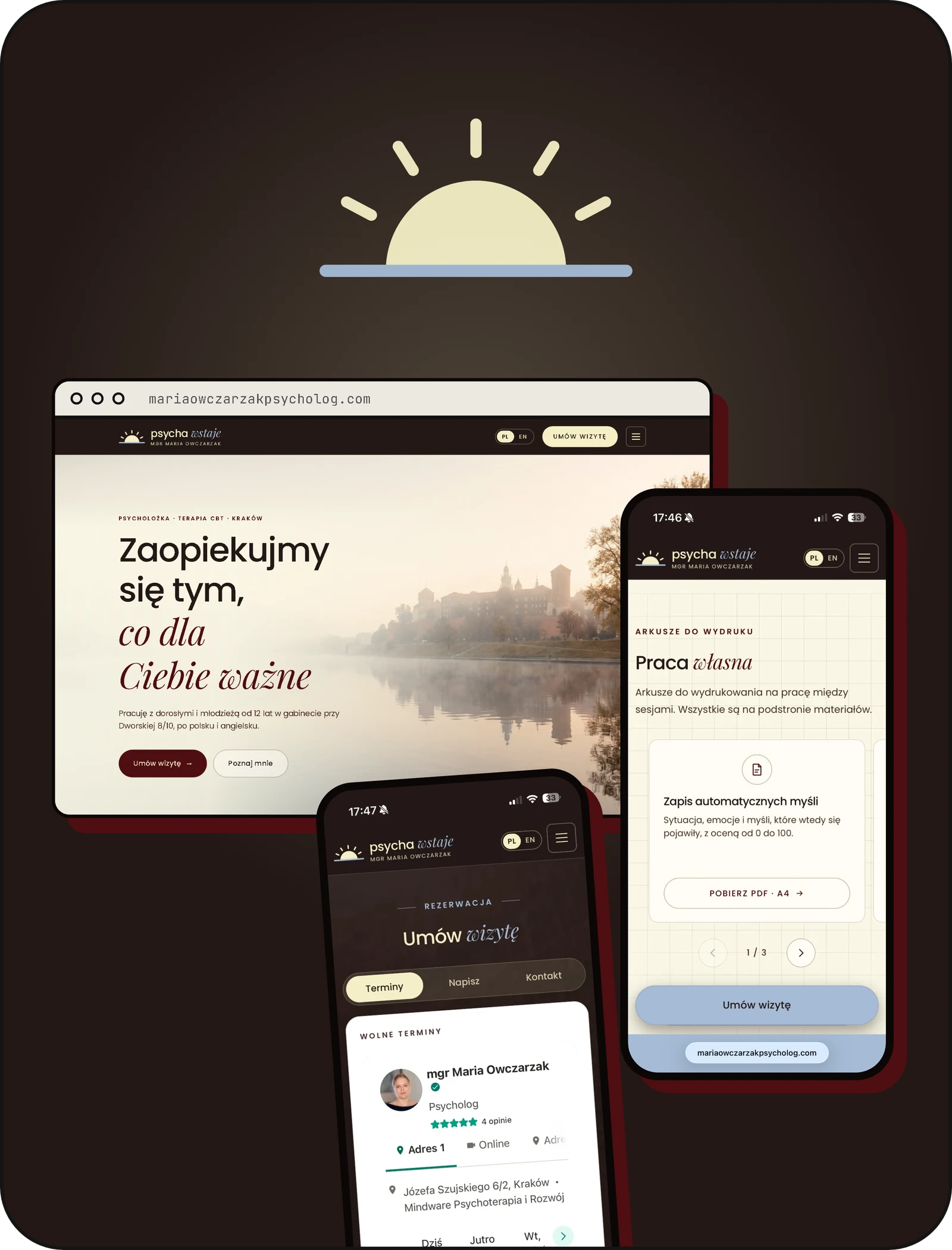 Strona psycha_wstaje na laptopie i telefonach