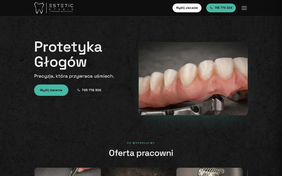 Strona Estetic Studio na komputerze