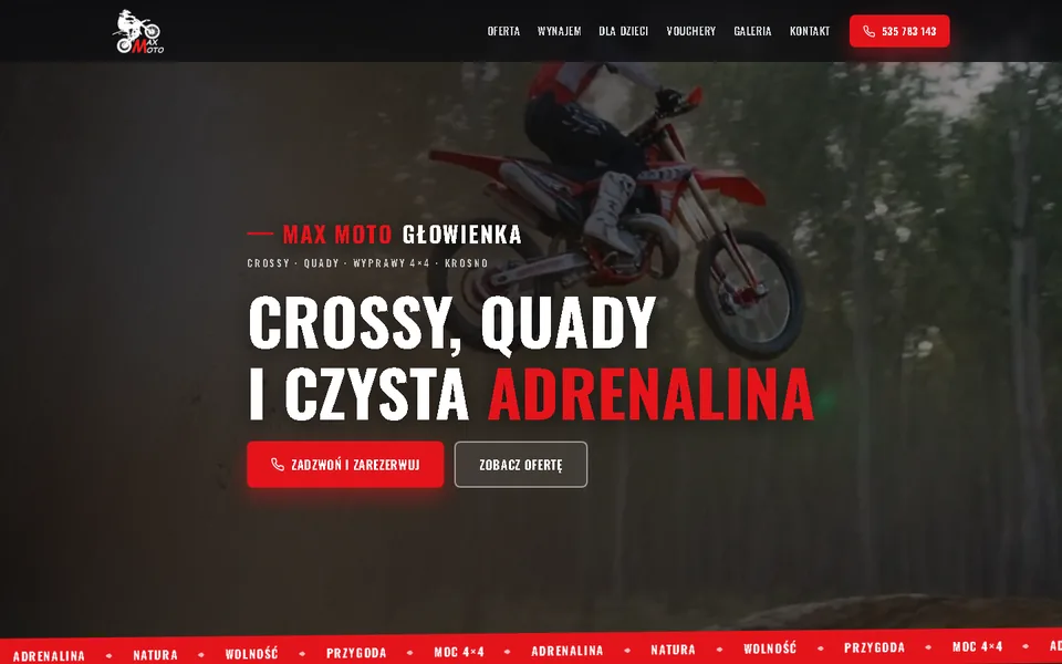 Strona Max Moto na komputerze